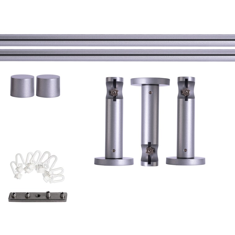 VICTORIA M Gardinenstange Set Innenlauf | 1-läufig, ⌀ 19 mm, 320 cm, silber + Wand, Kappe, Gleiter