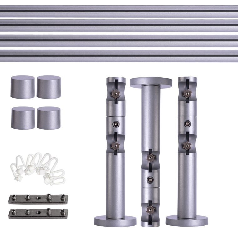 VICTORIA M Gardinenstange Set Innenlauf | 2-läufig, ⌀ 19 mm, 240 cm, silber + Wand, Kappe, Gleiter