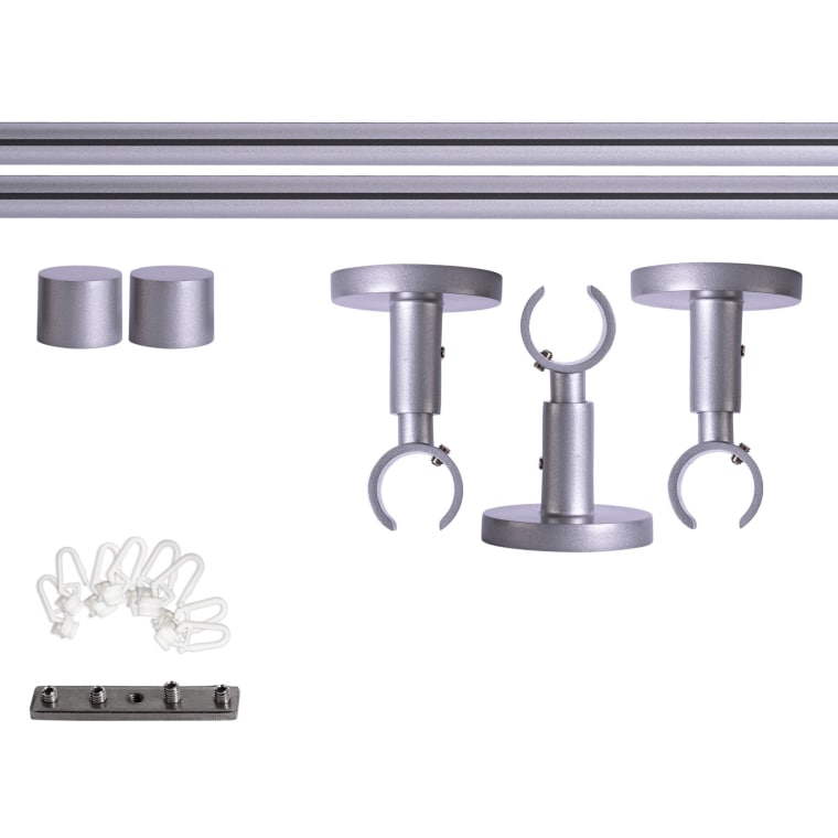 VICTORIA M Gardinenstange Set Innenlauf | 1-läufig, ⌀ 19 mm, 240 cm, silber + Decke, Kappe, Gleiter