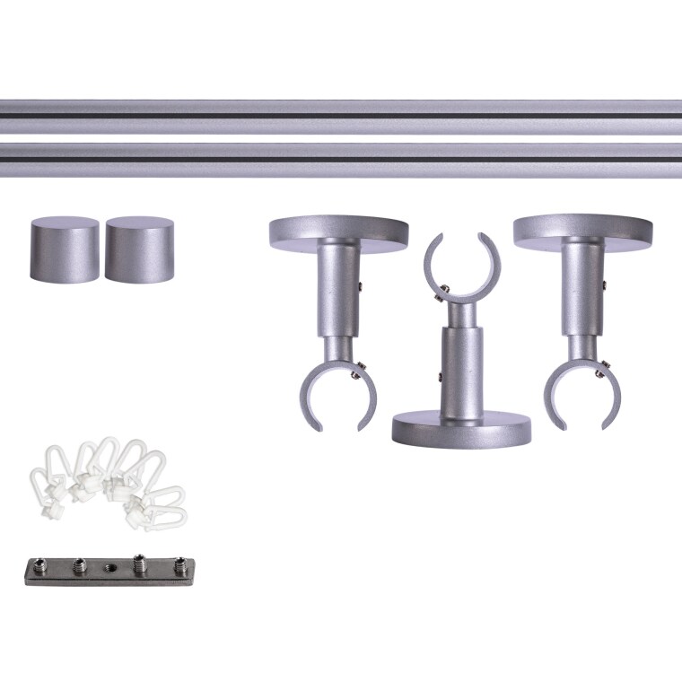 VICTORIA M Gardinenstange Set Innenlauf | 1-läufig, ⌀ 19 mm, 400 cm, silber + Decke, Kappe, Gleiter