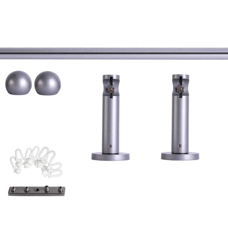 VICTORIA M Gardinenstange Set Innenlauf | 1-läufig, ⌀ 19 mm, 180 cm, silber + Wand, Kugel-Ball, Gleiter