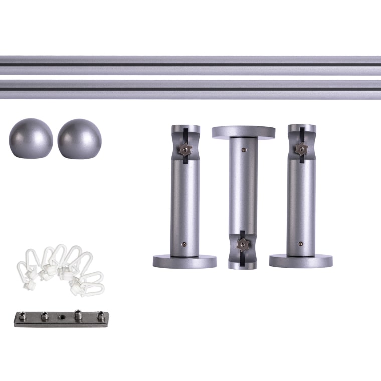 VICTORIA M Gardinenstange Set Innenlauf | 1-läufig, ⌀ 19 mm, 280 cm, silber + Wand, Kugel-Ball, Gleiter