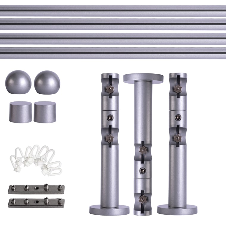 VICTORIA M Gardinenstange Set Innenlauf | 2-läufig, ⌀ 19 mm, 400 cm, silber + Wand, Kugel-Ball, Gleiter