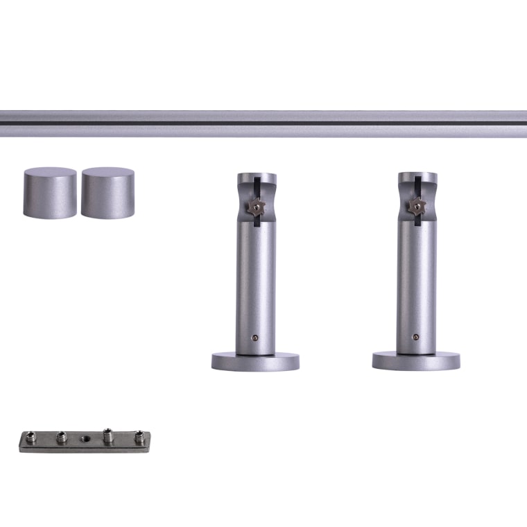 VICTORIA M Gardinenstange Set Innenlauf | 1-läufig, ⌀ 19 mm, 360 cm, silber + Decke, Kugel-Ball, Gleiter
