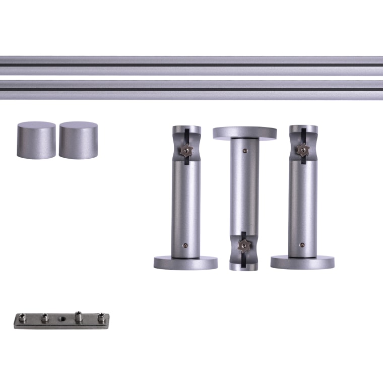 VICTORIA M Gardinenstange Set Innenlauf | 1-läufig, ⌀ 19 mm, 360 cm, silber + Wand, Kappe
