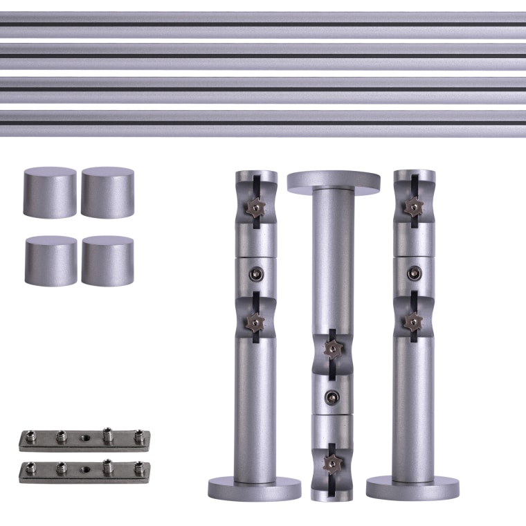 VICTORIA M Gardinenstange Set Innenlauf | 2-läufig, ⌀ 19 mm, 320 cm, silber + Wand, Kappe