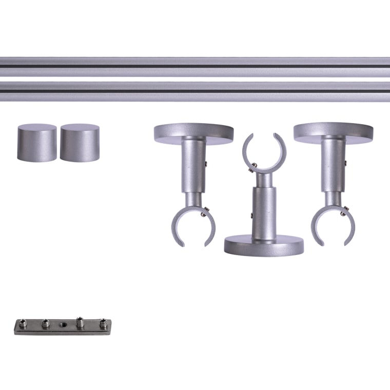VICTORIA M Gardinenstange Set Innenlauf | 1-läufig, ⌀ 19 mm, 400 cm, silber + Decke, Kappe