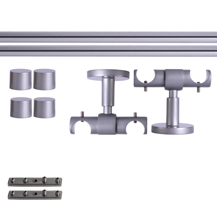 VICTORIA M Gardinenstange Set Innenlauf | 2-läufig, ⌀ 19 mm, 200 cm, silber + Decke, Kappe