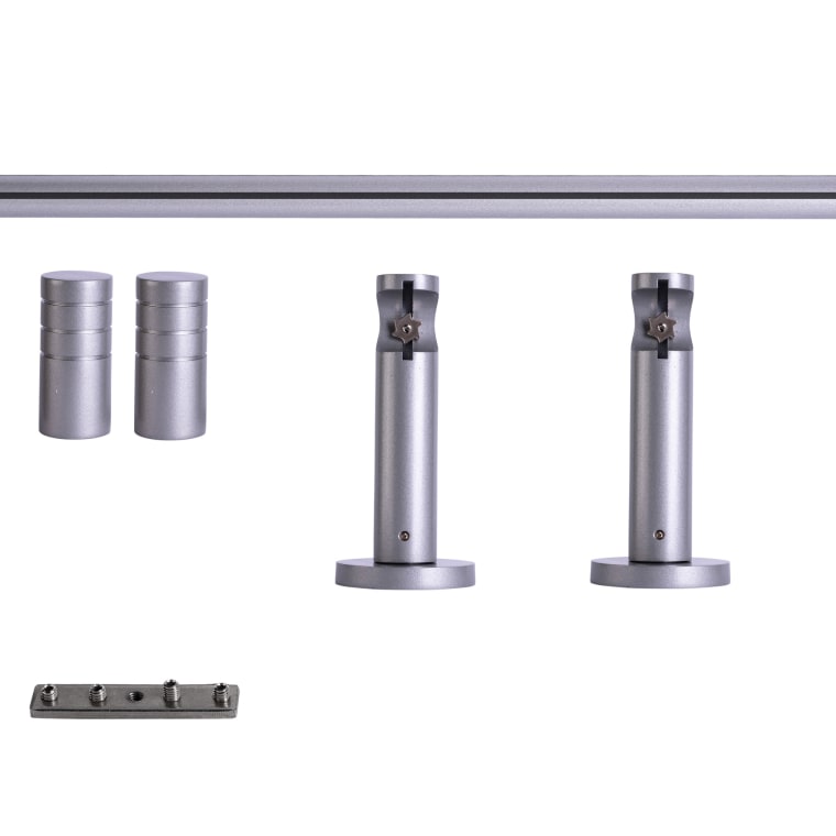 VICTORIA M Gardinenstange Set Innenlauf | 1-läufig, ⌀ 19 mm, 180 cm, silber + Wand, Rillen-Kappe