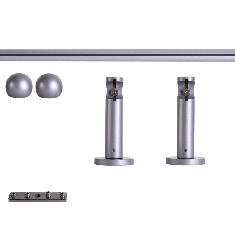 VICTORIA M Gardinenstange Set Innenlauf | 1-läufig, ⌀ 19 mm, 160 cm, silber + Wand, Kugel-Ball