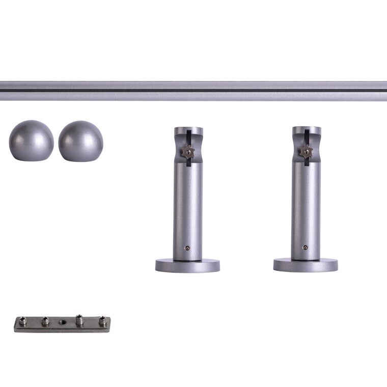 VICTORIA M Gardinenstange Set Innenlauf | 1-läufig, ⌀ 19 mm, 180 cm, silber + Wand, Kugel-Ball