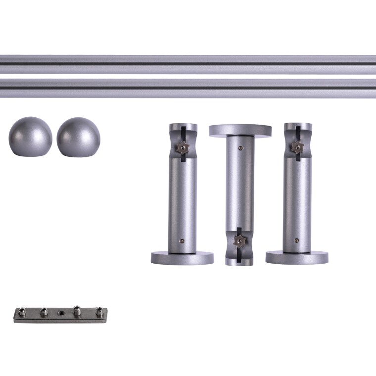 VICTORIA M Gardinenstange Set Innenlauf | 1-läufig, ⌀ 19 mm, 320 cm, silber + Wand, Kugel-Ball