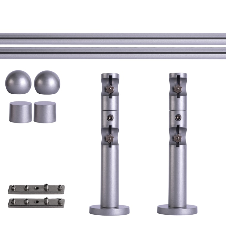 VICTORIA M Gardinenstange Set Innenlauf | 2-läufig, ⌀ 19 mm, 180 cm, silber + Wand, Kugel-Ball