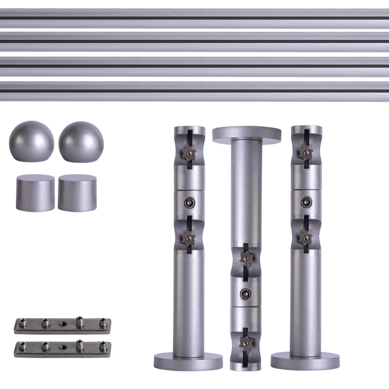 VICTORIA M Gardinenstange Set Innenlauf | 2-läufig, ⌀ 19 mm, 320 cm, silber + Wand, Kugel-Ball