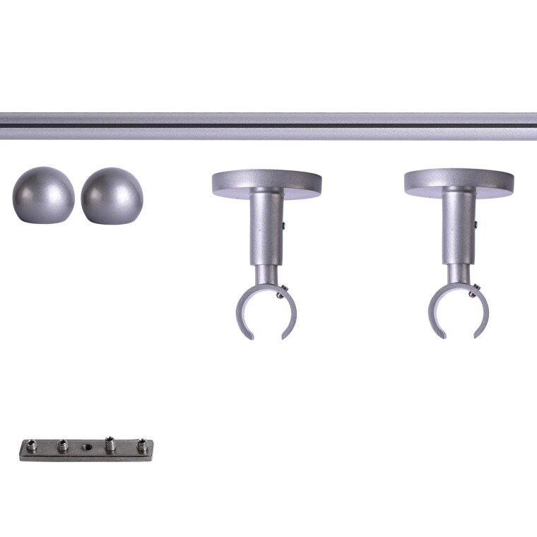 VICTORIA M Gardinenstange Set Innenlauf | 1-läufig, ⌀ 19 mm, 160 cm, silber + Decke, Kugel-Ball