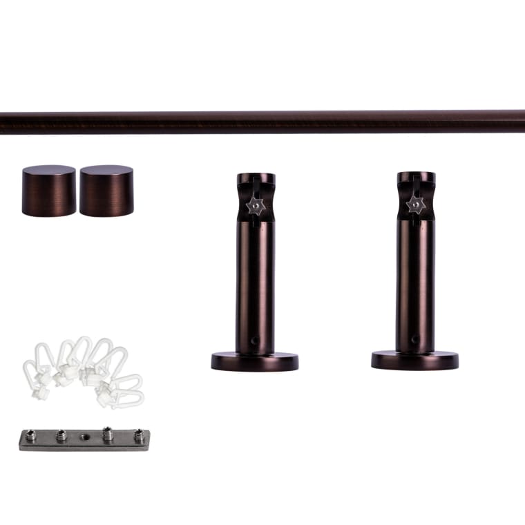 VICTORIA M Gardinenstange Set Innenlauf | 1-läufig, ⌀ 19 mm, 200 cm, rot-bronze + Wand, Kappe, Gleiter