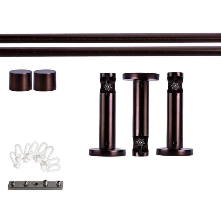 VICTORIA M Gardinenstange Set Innenlauf | 1-läufig, ⌀ 19 mm, 360 cm, rot-bronze + Wand, Kappe, Gleiter