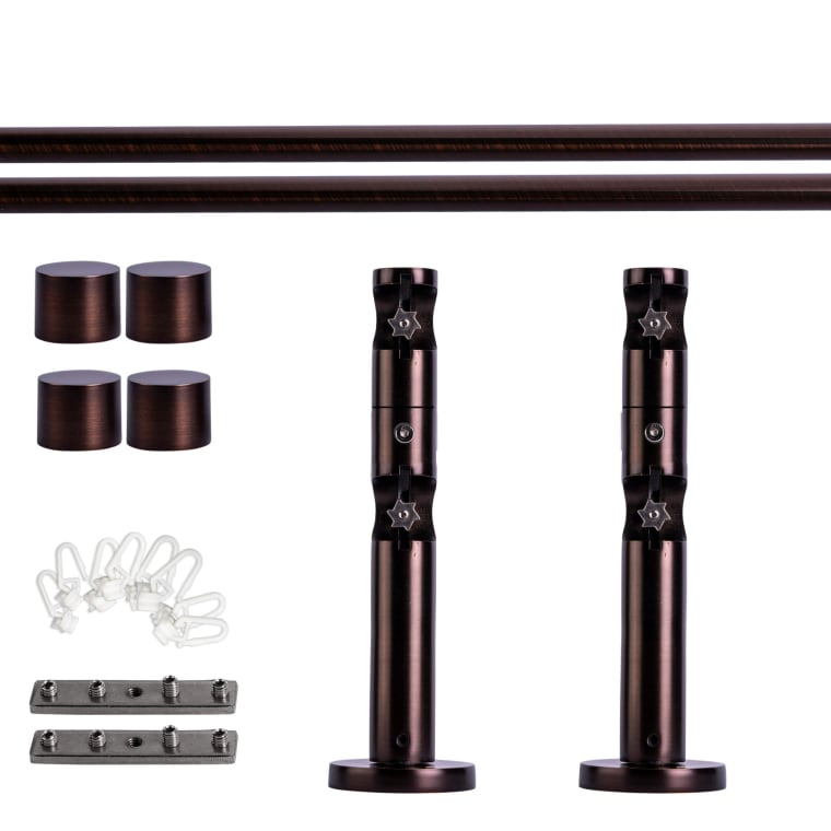 VICTORIA M Gardinenstange Set Innenlauf | 2-läufig, ⌀ 19 mm, 120 cm, rot-bronze + Wand, Kappe, Gleiter