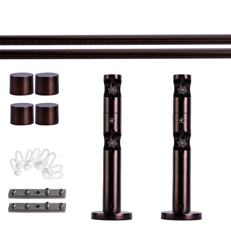 VICTORIA M Gardinenstange Set Innenlauf | 2-läufig, ⌀ 19 mm, 180 cm, rot-bronze + Wand, Kappe, Gleiter