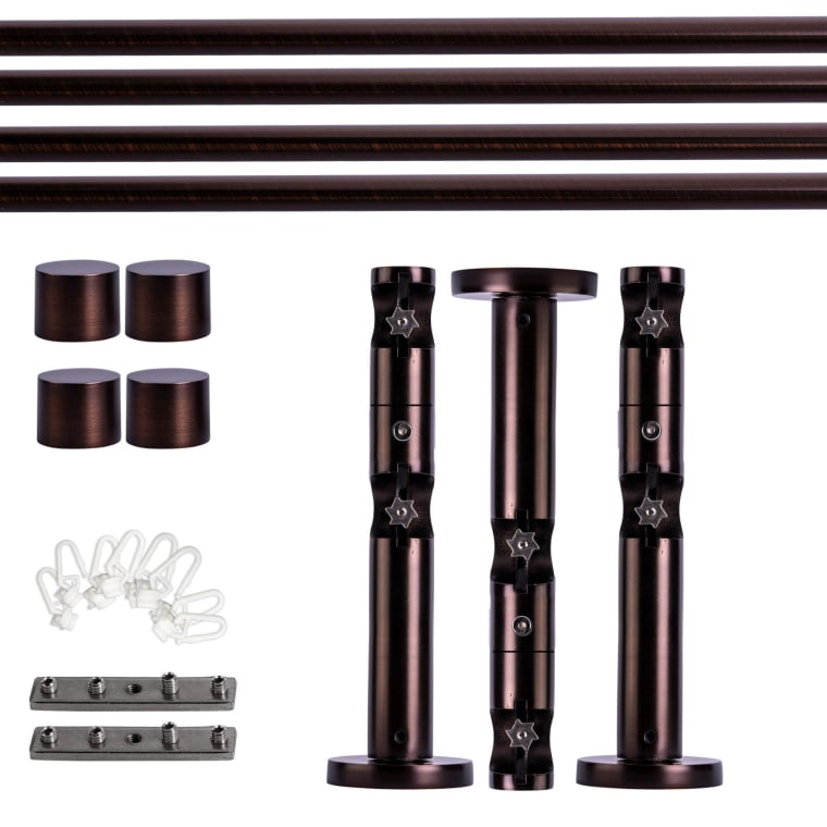 VICTORIA M Gardinenstange Set Innenlauf | 2-läufig, ⌀ 19 mm, 280 cm, rot-bronze + Wand, Kappe, Gleiter