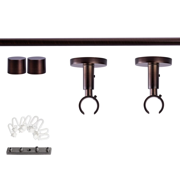 VICTORIA M Gardinenstange Set Innenlauf | 1-läufig, ⌀ 19 mm, 180 cm, rot-bronze + Decke, Kappe, Gleiter