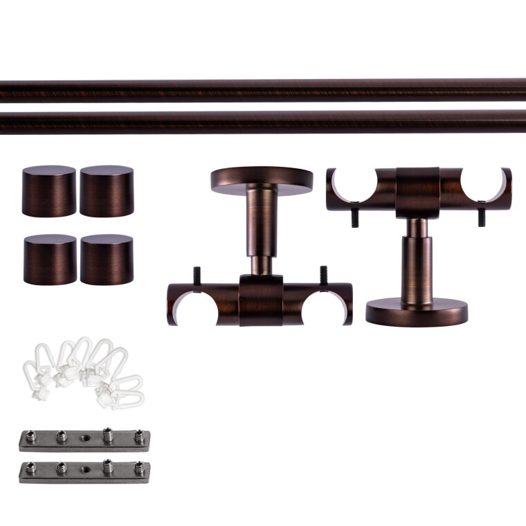 VICTORIA M Gardinenstange Set Innenlauf | 2-läufig, ⌀ 19 mm, 140 cm, rot-bronze + Decke, Kappe, Gleiter