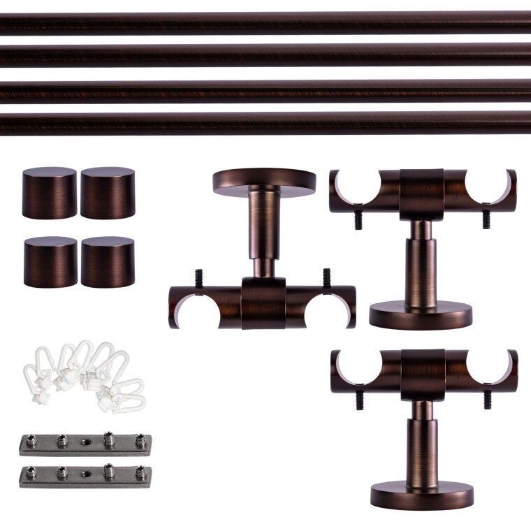 VICTORIA M Gardinenstange Set Innenlauf | 2-läufig, ⌀ 19 mm, 240 cm, rot-bronze + Decke, Kappe, Gleiter