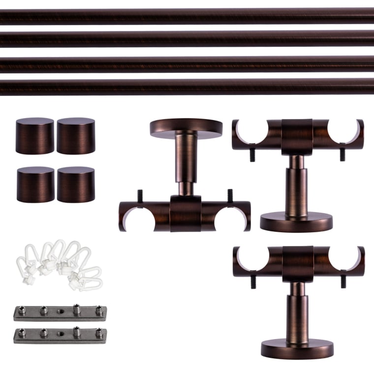 VICTORIA M Gardinenstange Set Innenlauf | 2-läufig, ⌀ 19 mm, 400 cm, rot-bronze + Decke, Kappe, Gleiter