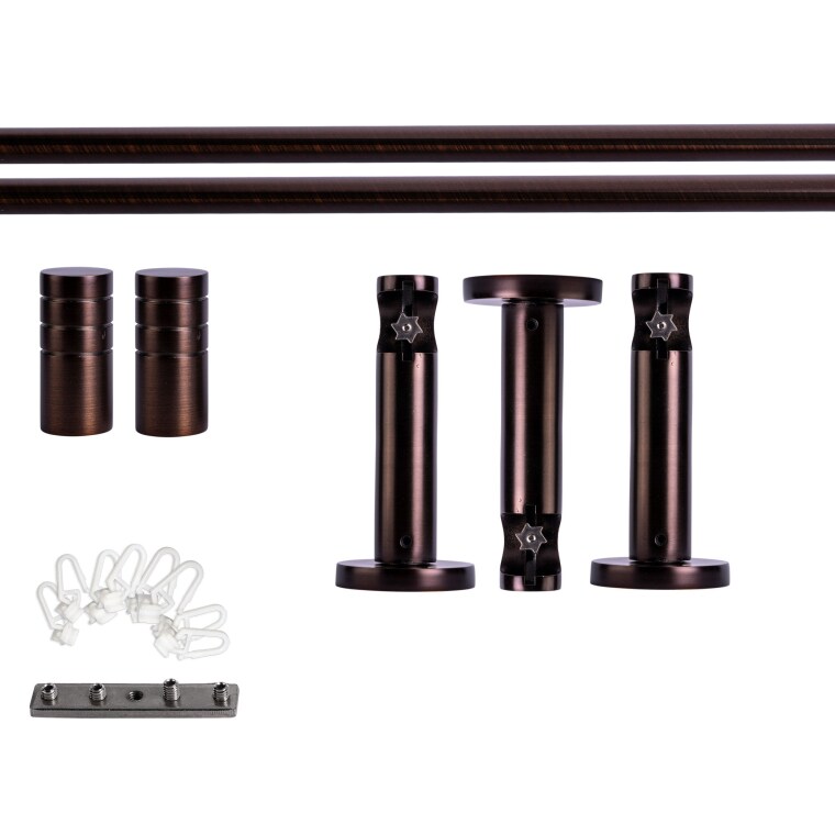 VICTORIA M Gardinenstange Set Innenlauf | 1-läufig, ⌀ 19 mm, 400 cm, rot-bronze + Wand, Rillen-Kappe, Gleiter