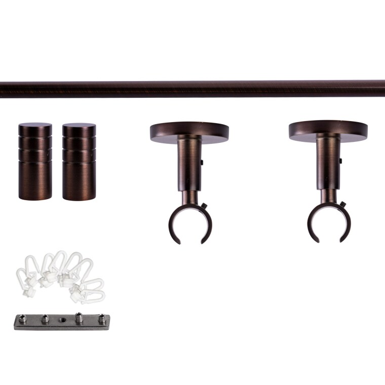 VICTORIA M Gardinenstange Set Innenlauf | 1-läufig, ⌀ 19 mm, 160 cm, rot-bronze + Decke, Rillen-Kappe, Gleiter