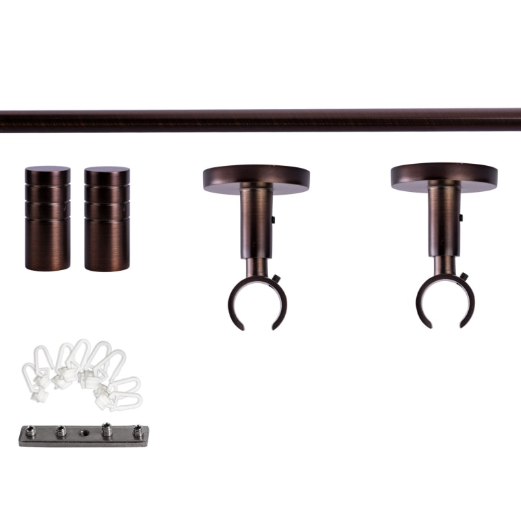 VICTORIA M Gardinenstange Set Innenlauf | 1-läufig, ⌀ 19 mm, 180 cm, rot-bronze + Decke, Rillen-Kappe, Gleiter
