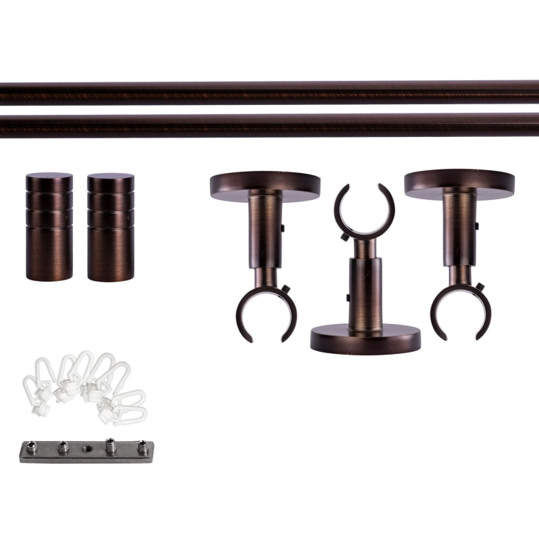 VICTORIA M Gardinenstange Set Innenlauf | 1-läufig, ⌀ 19 mm, 320 cm, rot-bronze + Decke, Rillen-Kappe, Gleiter