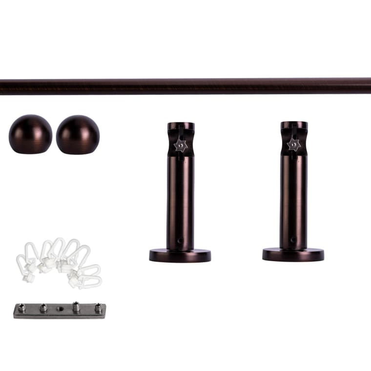VICTORIA M Gardinenstange Set Innenlauf | 1-läufig, ⌀ 19 mm, 200 cm, rot-bronze + Wand, Kugel-Ball, Gleiter