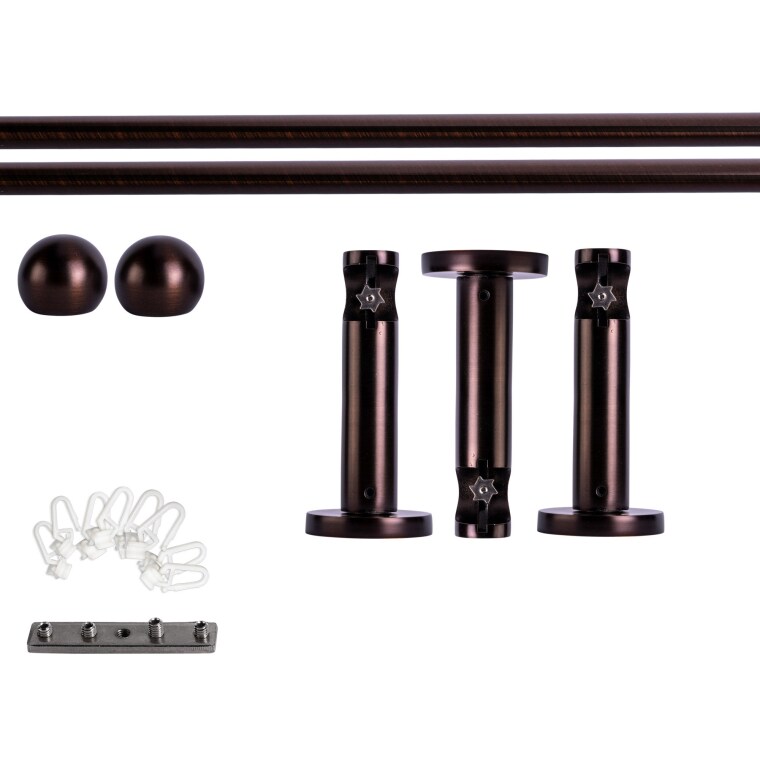 VICTORIA M Gardinenstange Set Innenlauf | 1-läufig, ⌀ 19 mm, 240 cm, rot-bronze + Wand, Kugel-Ball, Gleiter