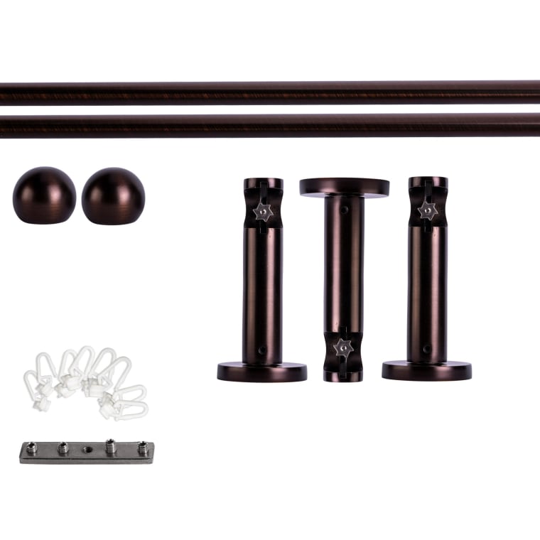 VICTORIA M Gardinenstange Set Innenlauf | 1-läufig, ⌀ 19 mm, 320 cm, rot-bronze + Wand, Kugel-Ball, Gleiter