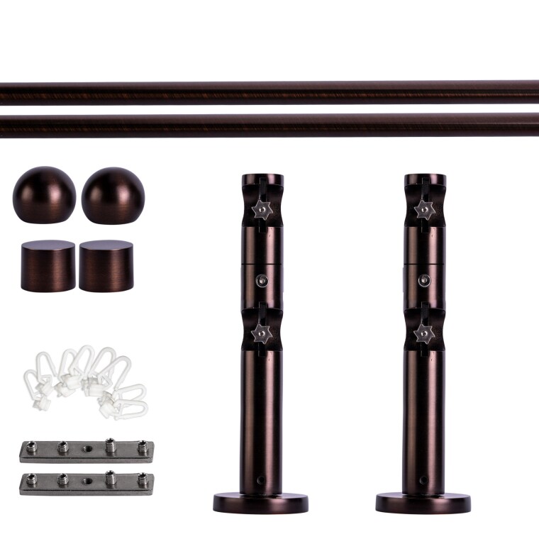 VICTORIA M Gardinenstange Set Innenlauf | 2-läufig, ⌀ 19 mm, 120 cm, rot-bronze + Wand, Kugel-Ball, Gleiter