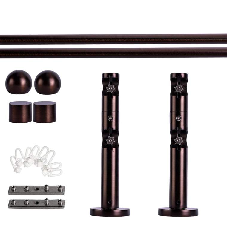 VICTORIA M Gardinenstange Set Innenlauf | 2-läufig, ⌀ 19 mm, 200 cm, rot-bronze + Wand, Kugel-Ball, Gleiter