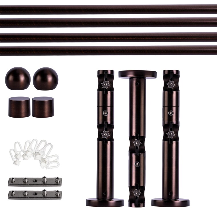 VICTORIA M Gardinenstange Set Innenlauf | 2-läufig, ⌀ 19 mm, 280 cm, rot-bronze + Wand, Kugel-Ball, Gleiter