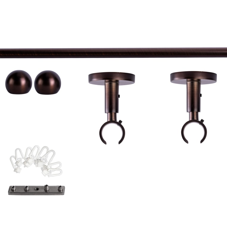 VICTORIA M Gardinenstange Set Innenlauf | 1-läufig, ⌀ 19 mm, 180 cm, rot-bronze + Decke, Kugel-Ball, Gleiter