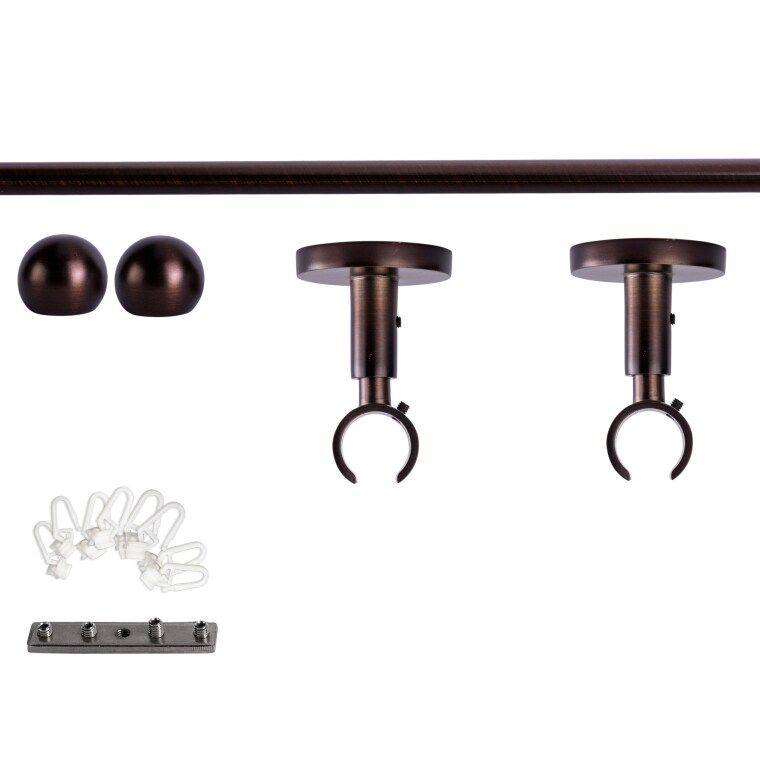 VICTORIA M Gardinenstange Set Innenlauf | 1-läufig, ⌀ 19 mm, 200 cm, rot-bronze + Decke, Kugel-Ball, Gleiter