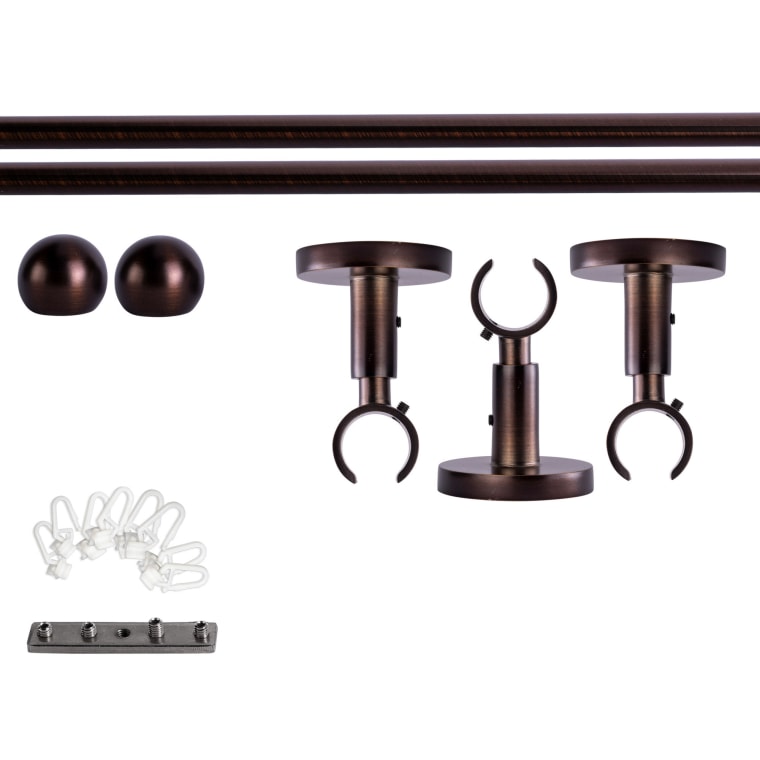 VICTORIA M Gardinenstange Set Innenlauf | 1-läufig, ⌀ 19 mm, 240 cm, rot-bronze + Decke, Kugel-Ball, Gleiter