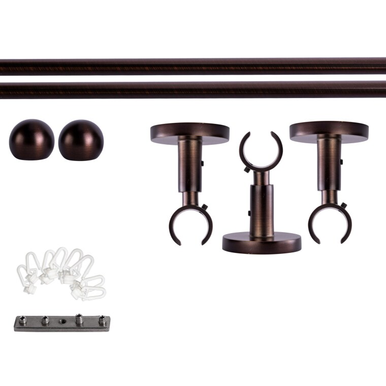 VICTORIA M Gardinenstange Set Innenlauf | 1-läufig, ⌀ 19 mm, 320 cm, rot-bronze + Decke, Kugel-Ball, Gleiter
