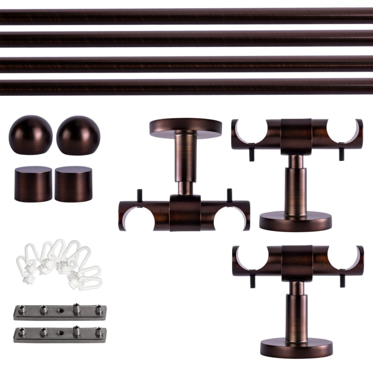 VICTORIA M Gardinenstange Set Innenlauf | 2-läufig, ⌀ 19 mm, 240 cm, rot-bronze + Decke, Kugel-Ball, Gleiter