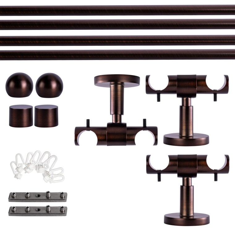 VICTORIA M Gardinenstange Set Innenlauf | 2-läufig, ⌀ 19 mm, 400 cm, rot-bronze + Decke, Kugel-Ball, Gleiter