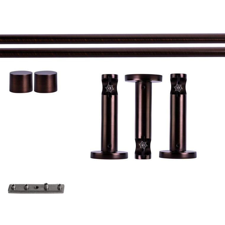 VICTORIA M Gardinenstange Set Innenlauf | 1-läufig, ⌀ 19 mm, 240 cm, rot-bronze + Wand, Kappe