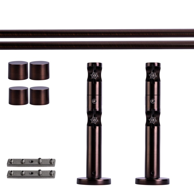 VICTORIA M Gardinenstange Set Innenlauf | 2-läufig, ⌀ 19 mm, 200 cm, rot-bronze + Wand, Kappe