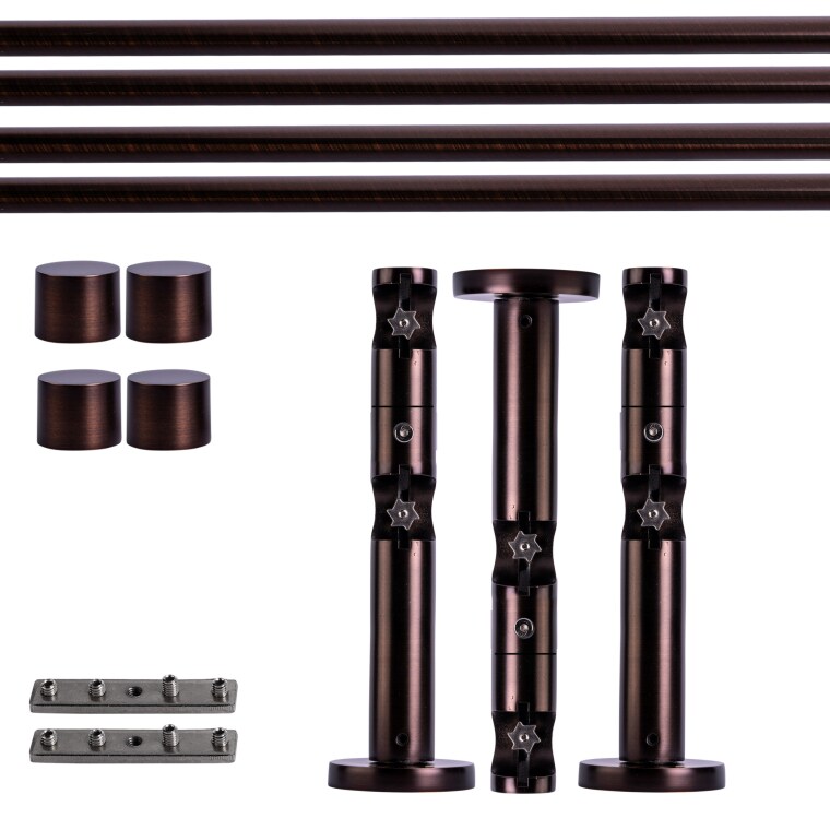 VICTORIA M Gardinenstange Set Innenlauf | 2-läufig, ⌀ 19 mm, 280 cm, rot-bronze + Wand, Kappe
