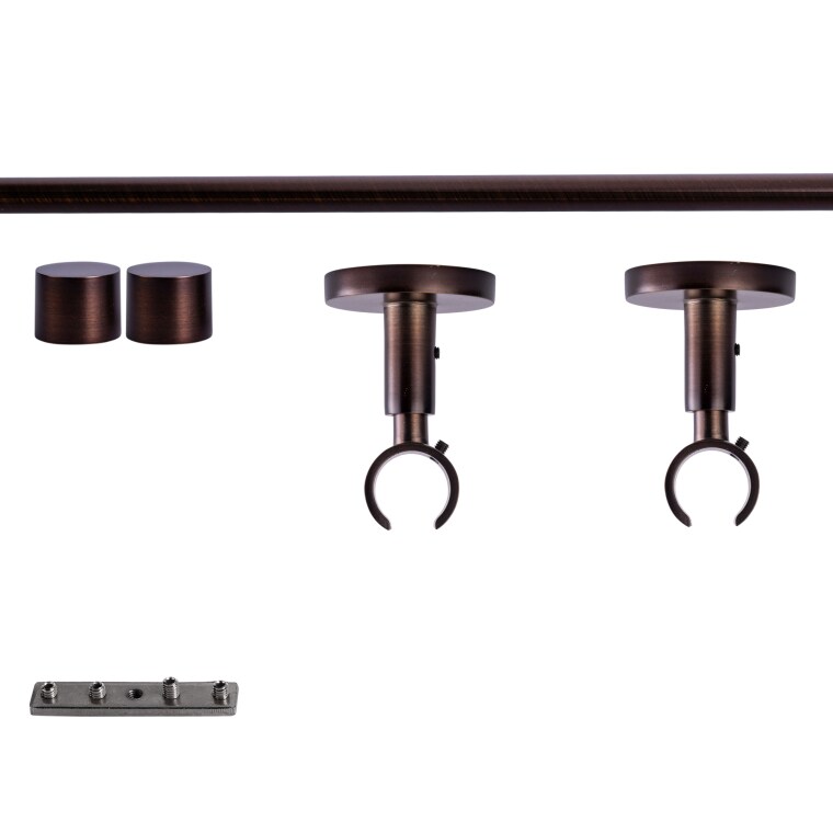 VICTORIA M Gardinenstange Set Innenlauf | 1-läufig, ⌀ 19 mm, 140 cm, rot-bronze + Decke, Kappe