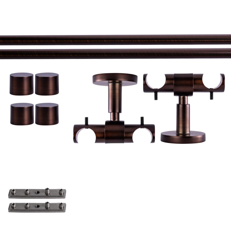 VICTORIA M Gardinenstange Set Innenlauf | 2-läufig, ⌀ 19 mm, 160 cm, rot-bronze + Decke, Kappe