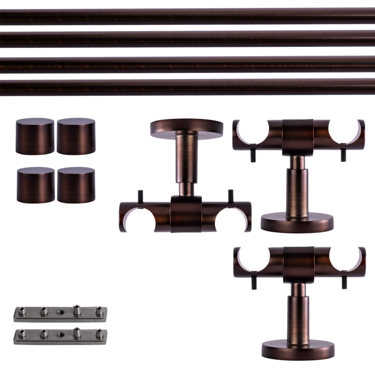 VICTORIA M Gardinenstange Set Innenlauf | 2-läufig, ⌀ 19 mm, 360 cm, rot-bronze + Decke, Kappe
